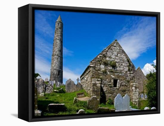 Round Tower and Cathedral in St Declan's 5th Century Monastic Site, Ardmore, Ireland-null-Framed Premier Image Canvas