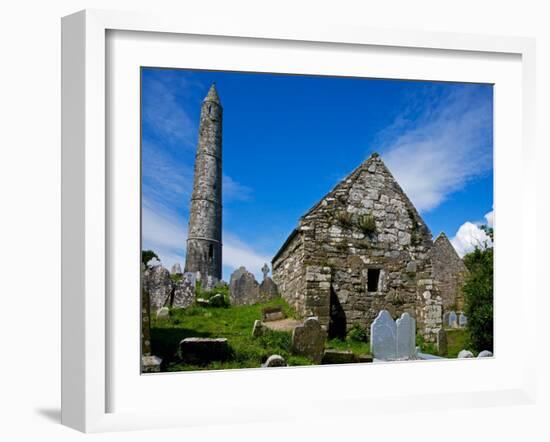 Round Tower and Cathedral in St Declan's 5th Century Monastic Site, Ardmore, Ireland-null-Framed Photographic Print