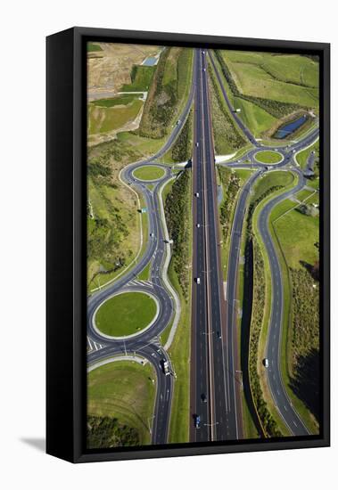 Roundabouts and Upper Harbour Motorway, Hobsonville, Auckland, North Island, New Zealand-David Wall-Framed Premier Image Canvas