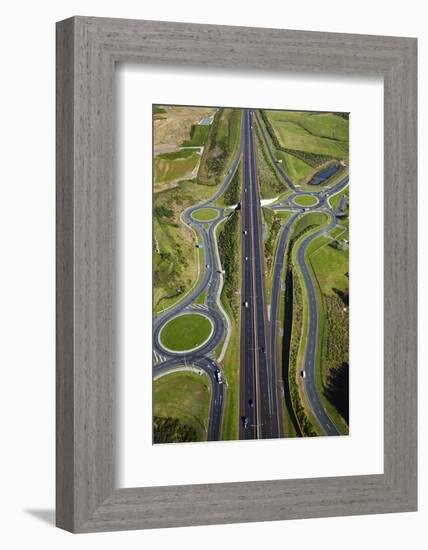 Roundabouts and Upper Harbour Motorway, Hobsonville, Auckland, North Island, New Zealand-David Wall-Framed Photographic Print