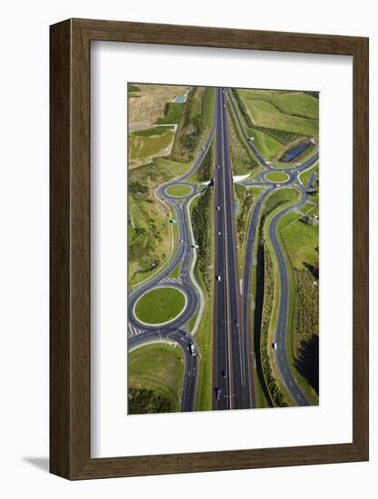 Roundabouts and Upper Harbour Motorway, Hobsonville, Auckland, North Island, New Zealand-David Wall-Framed Photographic Print