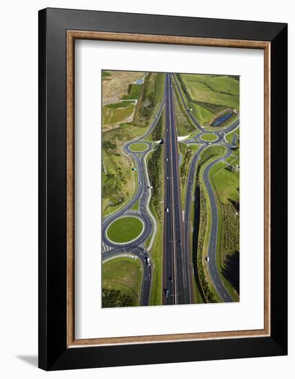 Roundabouts and Upper Harbour Motorway, Hobsonville, Auckland, North Island, New Zealand-David Wall-Framed Photographic Print