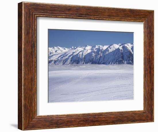 Roundhill Ski Area with Lake Tekapo and Hall Range, Mackenzie Country, South Island, New Zealand-David Wall-Framed Photographic Print