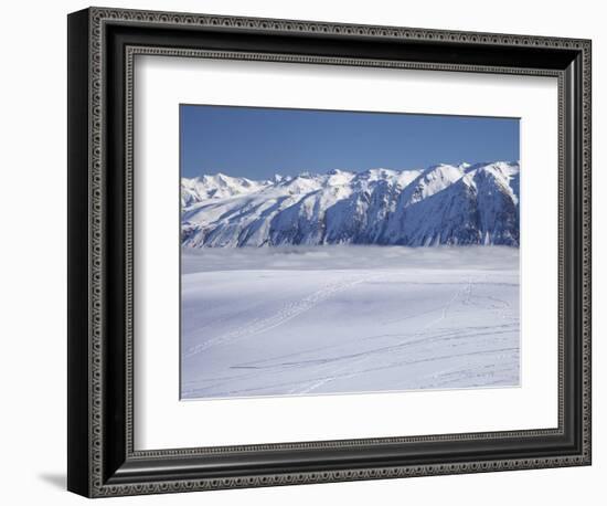 Roundhill Ski Area with Lake Tekapo and Hall Range, Mackenzie Country, South Island, New Zealand-David Wall-Framed Photographic Print