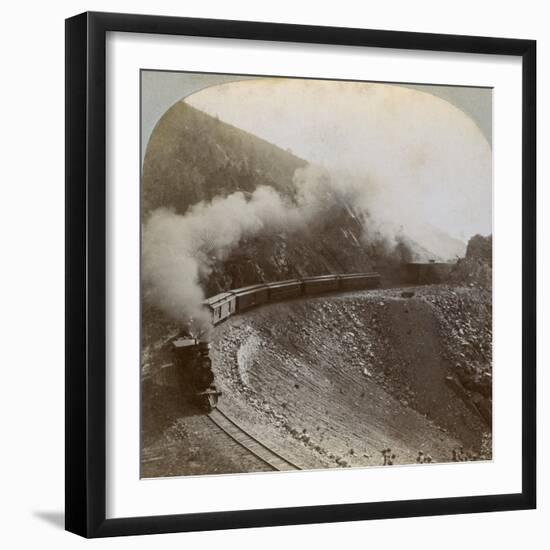 Rounding the Curves on Marshall Pass, Colorado, USA, 1898-BL Singley-Framed Giclee Print