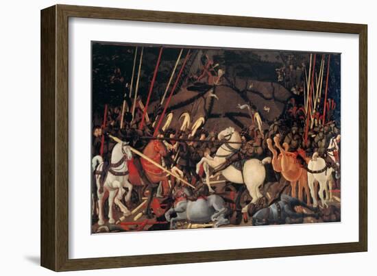 Rout of St. Roman (Battle of St Roman),by Paolo Uccello, c. 1436-1439 . Uffizi Gallery, Florence-Paolo Uccello-Framed Art Print