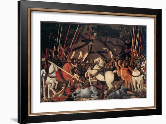 Rout of St. Roman (Battle of St Roman),by Paolo Uccello, c. 1436-1439 . Uffizi Gallery, Florence-Paolo Uccello-Framed Art Print