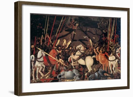 Rout of St. Roman (Battle of St Roman),by Paolo Uccello, c. 1436-1439 . Uffizi Gallery, Florence-Paolo Uccello-Framed Art Print