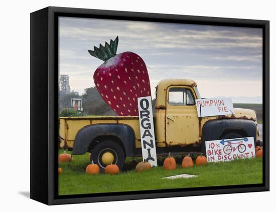 Route 1, Old Pickup Truck at Roadside Fruit Stand, Swanton, Central Coast, California, Usa-Walter Bibikow-Framed Premier Image Canvas