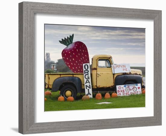 Route 1, Old Pickup Truck at Roadside Fruit Stand, Swanton, Central Coast, California, Usa-Walter Bibikow-Framed Photographic Print