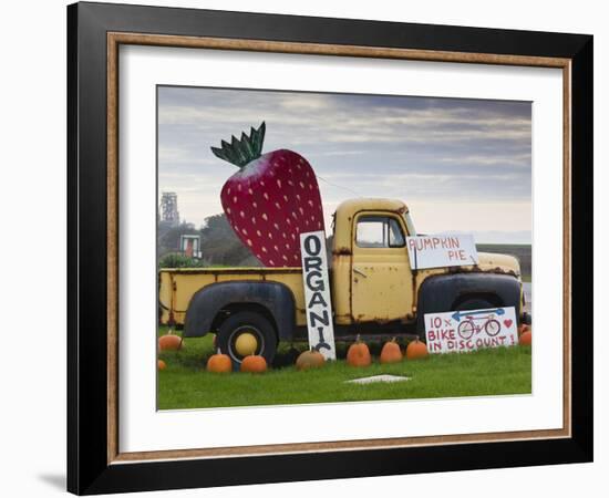 Route 1, Old Pickup Truck at Roadside Fruit Stand, Swanton, Central Coast, California, Usa-Walter Bibikow-Framed Photographic Print