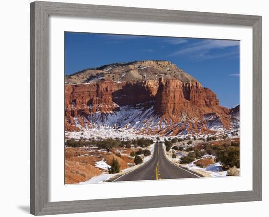 Route 24 in Winter, Capitol Reef National Park, Torrey, Utah, USA-Walter Bibikow-Framed Photographic Print