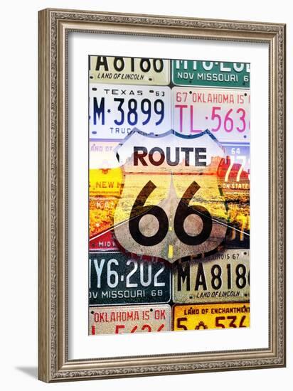 Route 66 License Plates - Highway Road-Lantern Press-Framed Art Print
