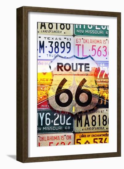 Route 66 License Plates - Highway Road-Lantern Press-Framed Art Print