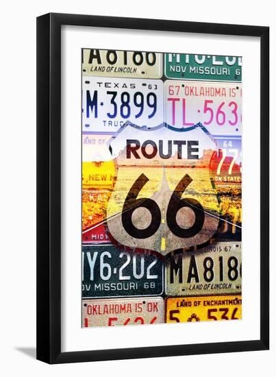 Route 66 License Plates - Highway Road-Lantern Press-Framed Art Print