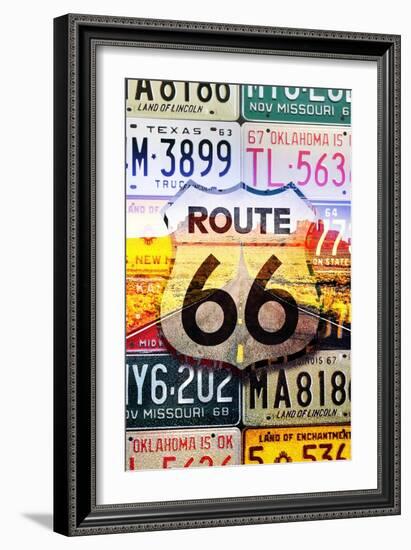 Route 66 License Plates - Highway Road-Lantern Press-Framed Art Print