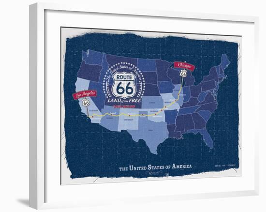 Route 66 Map-Tom Frazier-Framed Giclee Print