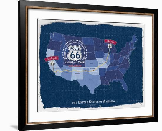 Route 66 Map-Tom Frazier-Framed Giclee Print