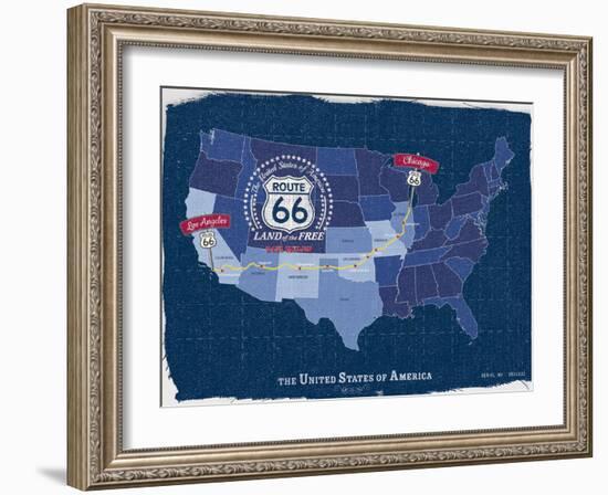 Route 66 Map-Tom Frazier-Framed Giclee Print