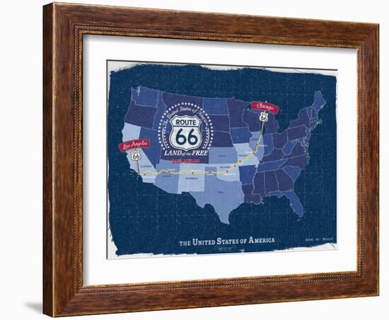 Route 66 Map-Tom Frazier-Framed Giclee Print