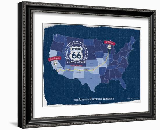 Route 66 Map-Tom Frazier-Framed Giclee Print