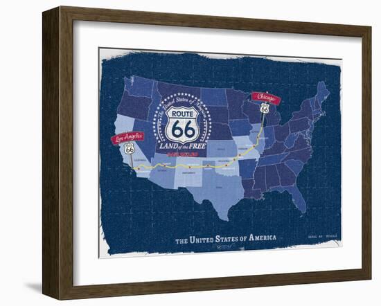 Route 66 Map-Tom Frazier-Framed Giclee Print