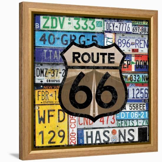 Route 66 Plates-Lauren Gibbons-Framed Stretched Canvas