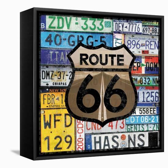 Route 66 Plates-Lauren Gibbons-Framed Stretched Canvas