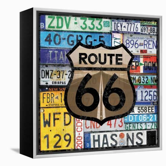 Route 66 Plates-Lauren Gibbons-Framed Stretched Canvas