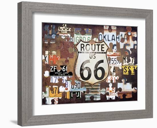 Route 66 Puzzle-Sheldon Lewis-Framed Art Print