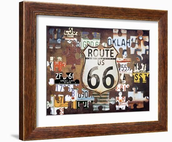 Route 66 Puzzle-Sheldon Lewis-Framed Art Print