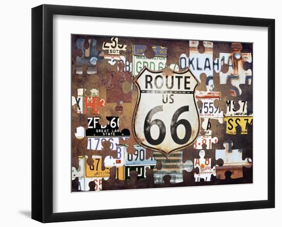 Route 66 Puzzle-Sheldon Lewis-Framed Art Print