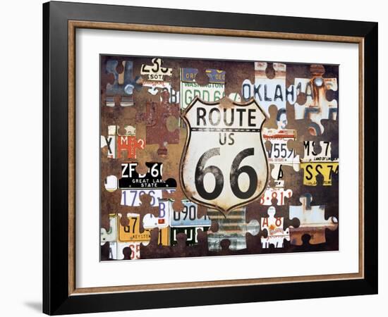 Route 66 Puzzle-Sheldon Lewis-Framed Art Print
