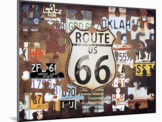 Route 66 Puzzle-Sheldon Lewis-Mounted Art Print