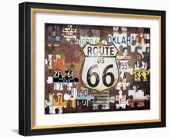 Route 66 Puzzle-Sheldon Lewis-Framed Art Print