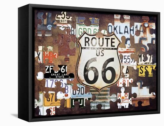 Route 66 Puzzle-Sheldon Lewis-Framed Stretched Canvas