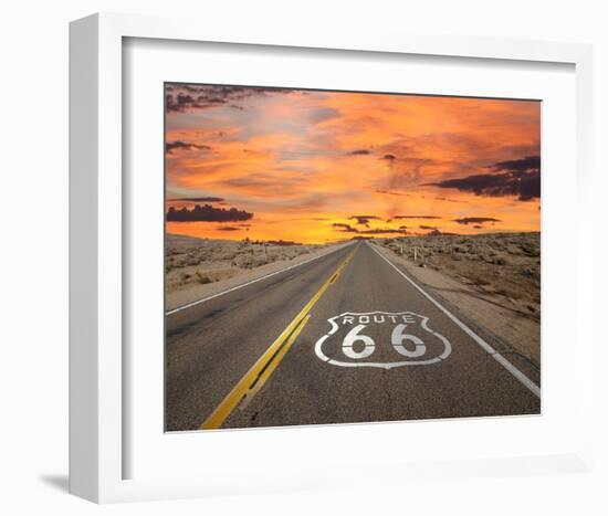 Route 66 Sign Mojave Desert-null-Framed Art Print