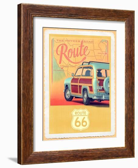 Route 66 Vintage Travel-Edward M. Fielding-Framed Art Print