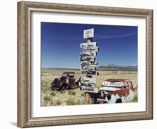 Route 66 Which Cross United States from Los Angeles to Chicago, Photo Taken in 2005-null-Framed Photo