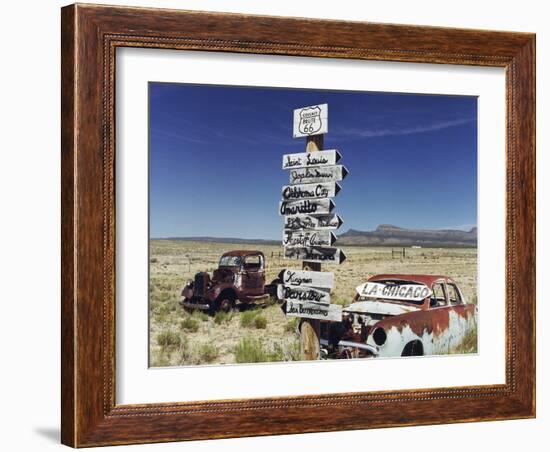 Route 66 Which Cross United States from Los Angeles to Chicago, Photo Taken in 2005-null-Framed Photo