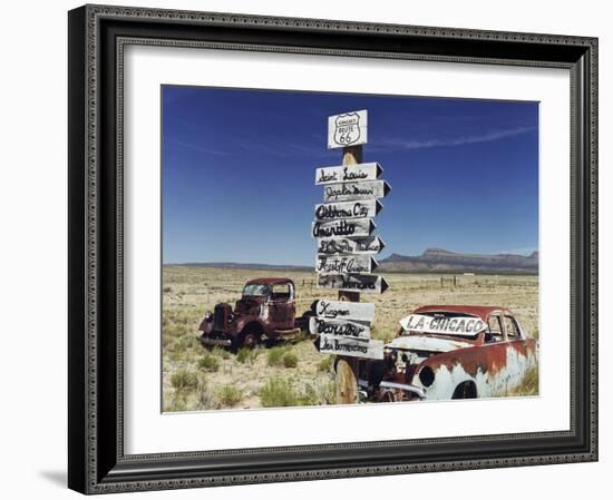 Route 66 Which Cross United States from Los Angeles to Chicago, Photo Taken in 2005-null-Framed Photo