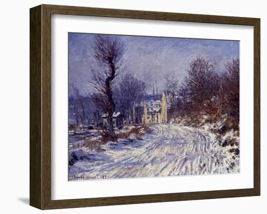 Route de Giverny en Hiver, 1885-Claude Monet-Framed Giclee Print