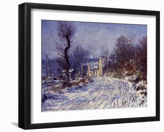 Route de Giverny en Hiver, 1885-Claude Monet-Framed Giclee Print