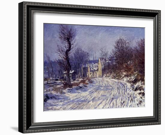 Route de Giverny en Hiver, 1885-Claude Monet-Framed Giclee Print