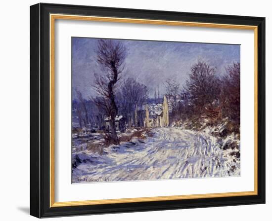 Route de Giverny en Hiver, 1885-Claude Monet-Framed Giclee Print