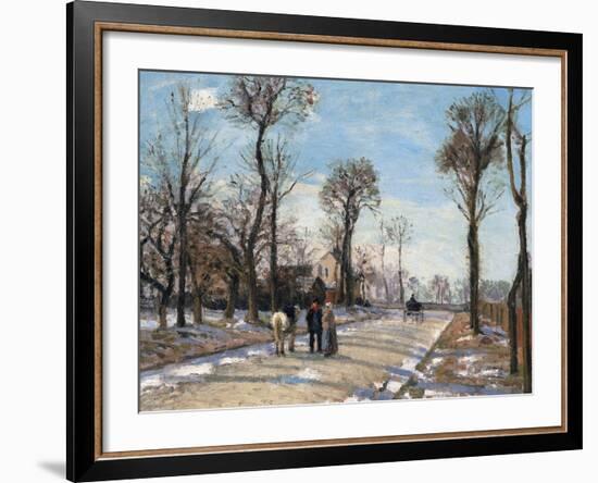 Route De Versailles, Louveciennes, Winter Sun and Snow, C. 1870-Camille Pissarro-Framed Giclee Print