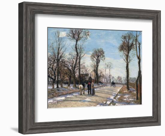 Route De Versailles, Louveciennes, Winter Sun and Snow, C. 1870-Camille Pissarro-Framed Giclee Print