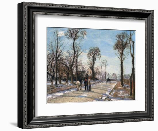 Route De Versailles, Louveciennes, Winter Sun and Snow, C. 1870-Camille Pissarro-Framed Giclee Print