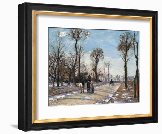 Route De Versailles, Louveciennes, Winter Sun and Snow, C. 1870-Camille Pissarro-Framed Giclee Print