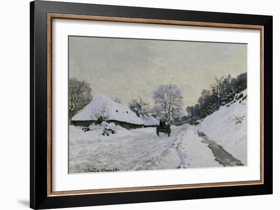 Route in the Snow near Honfleur, c.1867-Claude Monet-Framed Giclee Print